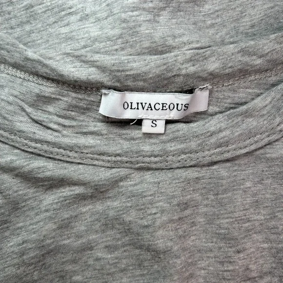 Olivaceous Womans Small Gray Short Sleeve Tie Front Pocket Tee - Picture 3 of 5